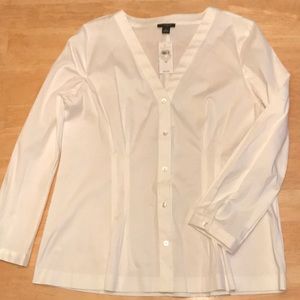 Ann Taylor Factory White Fitted Button Down Blouse